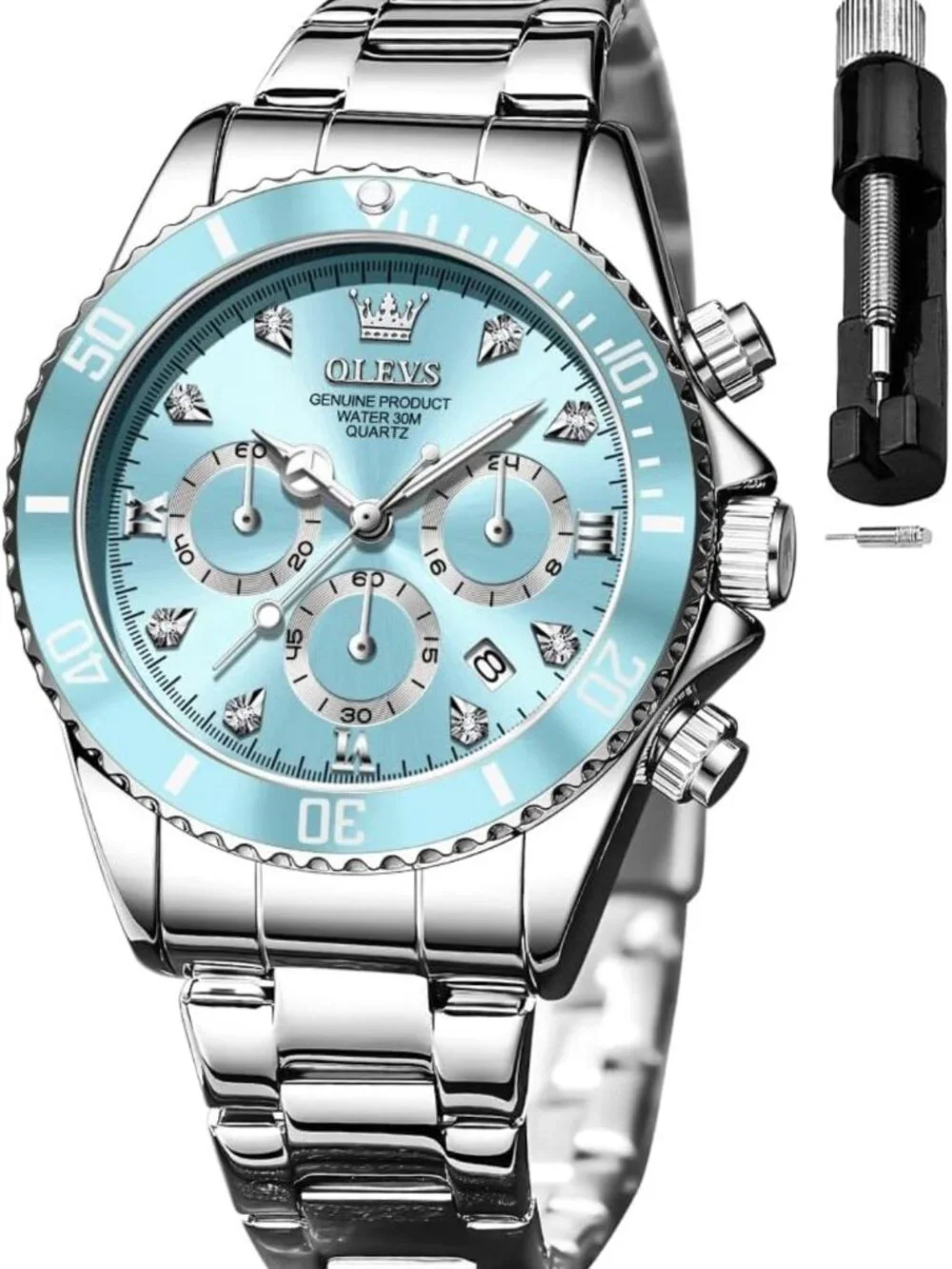 Stylish Women's Analog Watch with Diamonds, Waterproof, Luminous, Two-Tone